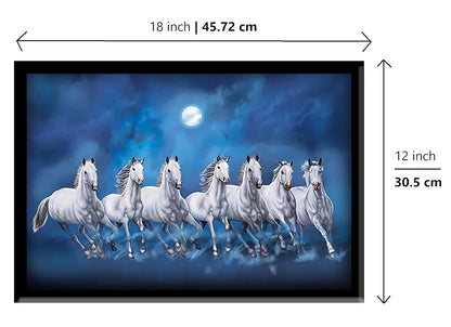 Lifehaxtore Seven Lucky Running Vastu Horses Art Framed Painting