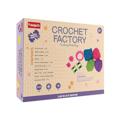 Funskool Handycrafts Crochet Factory Crochet Kit Make Scarves Placemats Coasters Block