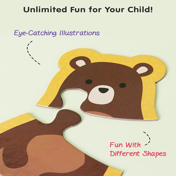 Firstcry Intelliskills First Puzzles-jungle Animals Theme | 6 Jigsaw Puzzle Set 3 Pcs Each | Pre-school Learning & Educational Puzzle Set