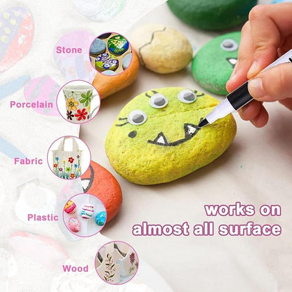 Hobby India Colourful Waterproof Acrylic Pen 12 Shades | Paint Pen Marker Set Fine Dry Tip Acrylic Markers for Art | Drawing | Colouring