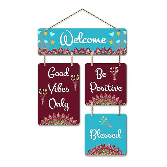 Art Vibes Welcome Quote Decorative Wall Art Mdf Wooden Wall Hanger for Living Room | Modern Art
