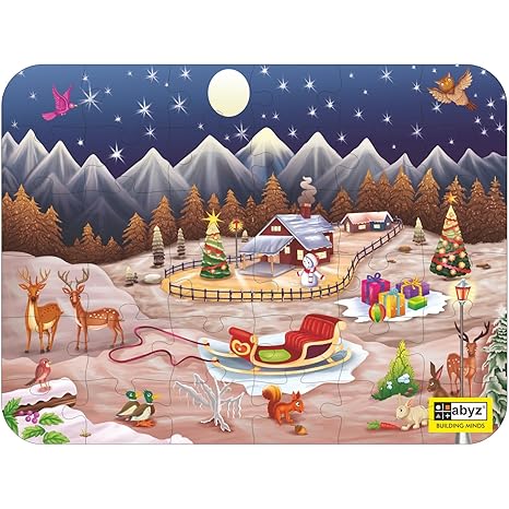 ABYZ Wooden Jigsaw Puzzles for Kids Christmas Jigsaw Puzzle for Kids of Age 4-6 Years 36 Pcs Puzzle