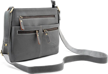 Goatter Genuine Soft Leather Multi Pocket 10" Inch Sling Cross-BodyBag for Girls And Women,