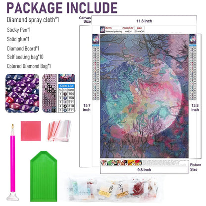 HASTHIP® Diamond Painting Kit,30 * 40cm Bright Moon Diamond Painting Kits,5D Kit for Adults & Kids Art Wall Hangings Super Moon Night Scene for Home Wall Decor