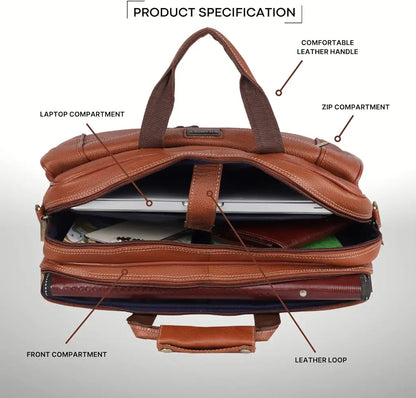 WildHorn Leather Briefcase for Men I Computer Bag Laptop Bag I Business Travel Messenger Bag For Men l Large 16 Inch,For Daily Use