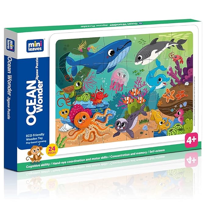 Mini Leaves Under Water Jigsaw Puzzle 24 Pieces | Wooden Puzzles for Kids | Educational Toys for Kids 3+ Years