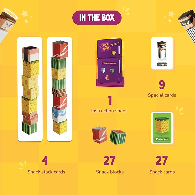 Bloomingo Board Game - Stack a Snack | Interactive Stacking Game for Kids & Adults | Pick a Card & Race to Build You Tower of Treats