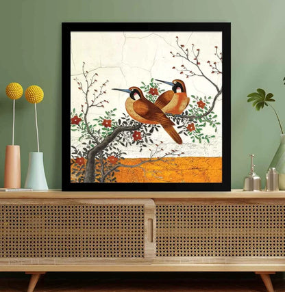 ArtX Two Bird Love Big Canvas Painting For Bedroom and Living Room With Frame