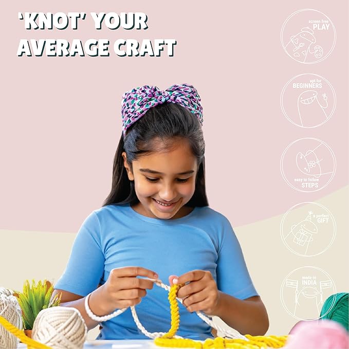 Kalakaram Diy Pink Purple Macrame Wall Hanging Making Kit | Diy Kit for Kids | Craft Kit for Girls | Activity Kit for Kids