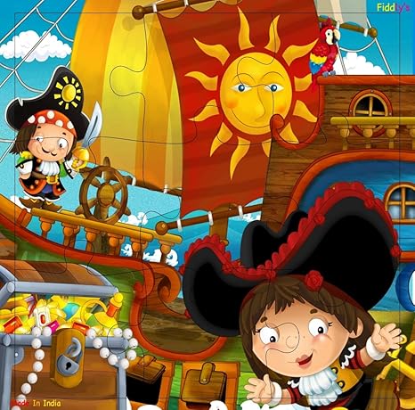 Fiddly's Wood Jigsaw Puzzles for Children - 9 Pieces | the Good Pirates | Pack of 4