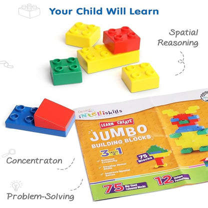 Firstcry Intelliskills Premium 75 Pieces Jumbo Construction Block Sets for Baby & Kids