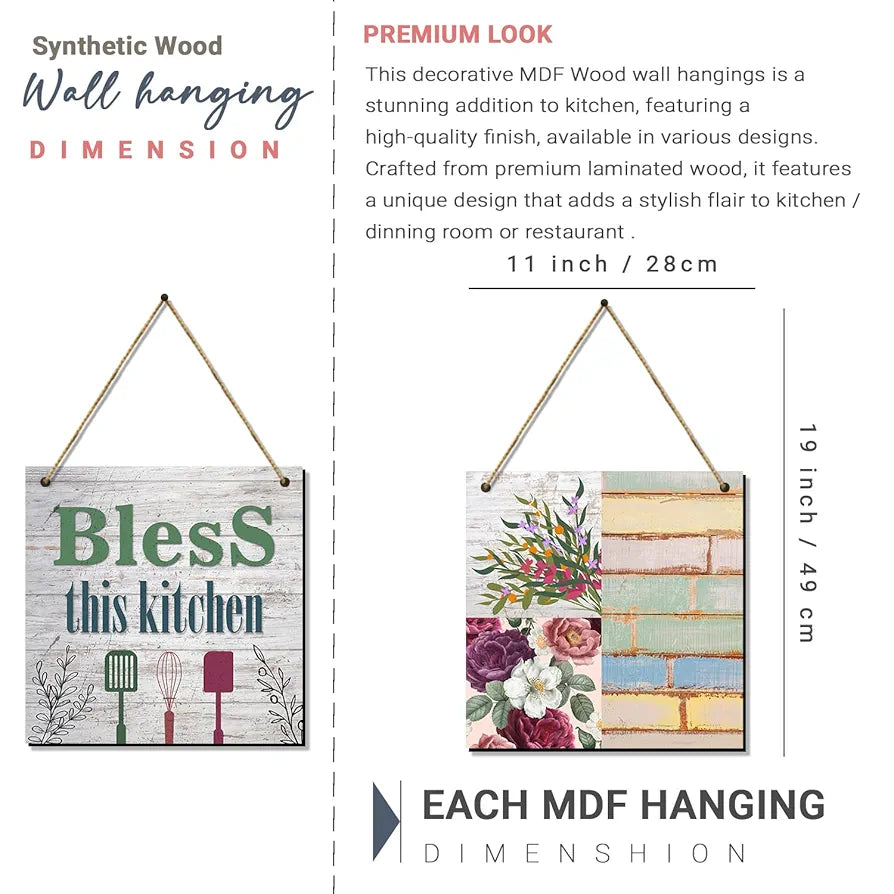 Kotart Bless This Kitchen Quotes Wooden Wall Art Hanging for Bar Restaurant Kitchen