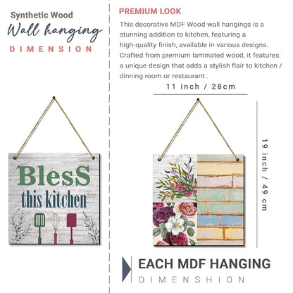 Kotart Bless This Kitchen Quotes Wooden Wall Art Hanging for Bar Restaurant Kitchen