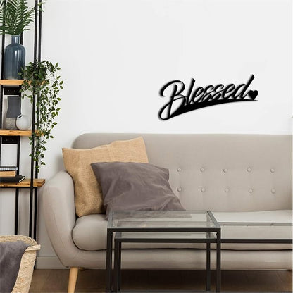 Ecraftindia Blessed Black Engineered Wood Cutout Wall Art Decor | Spiritual, Religious Wall Hanging