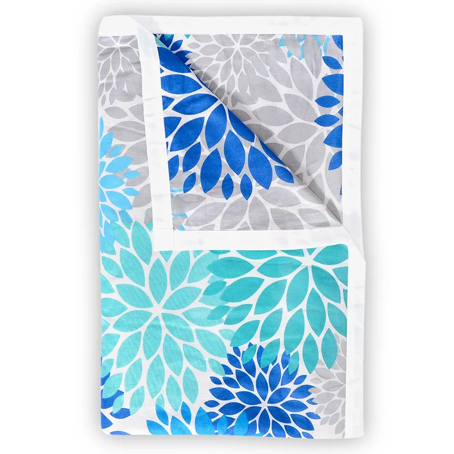 Divine Casa Floret 100% Cotton Single Dohar 120 GSM Soft & Lightweight Throw Blanket Colour Blue Aqua