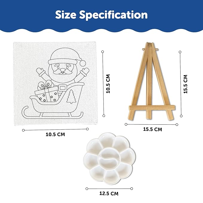 Mini Leaves Mini Canvas Art and Craft Paint Kit Diy Kit With Wooden Easel, Colours, Painting Brush for Girls Boys 4-6 Years | Set of 4