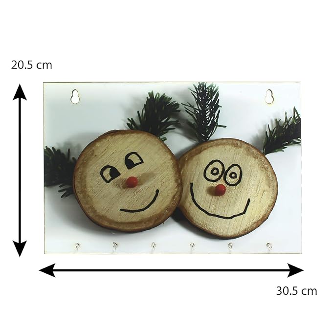 Ecraftindia Smilie Theme Wooden Key Holder With 6 Hooks