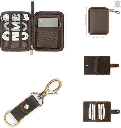 Goatter Genuine Leather Gift Hamper for Men, Leather Wallet & Organizer and Key Chain, 