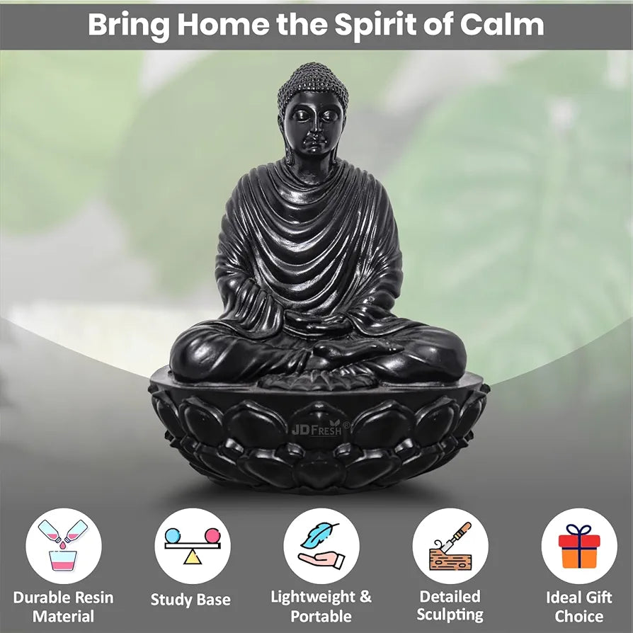 Jd Fresh 6 Inch Gautam Buddha Statue - Black