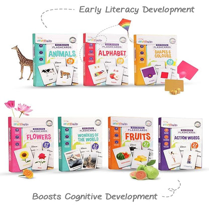 Firstcry Intelliskills Premium 15-in-1 Brain Boosting Non-tearable Flash Cards for Kids | 190 Cards | Montessori Education Toy for Toddlers