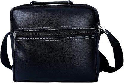 Leather World Sling Bag for Men PU Leather Messenger Cross Body Travel Office One Side Chest Shoulder Bag for Men & Women -Black