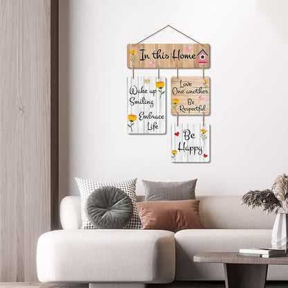 Artvibes in This Home Decorative Wall Art Mdf Wooden Hanger for Living Room | Quotes Decor Items | Modern Art
