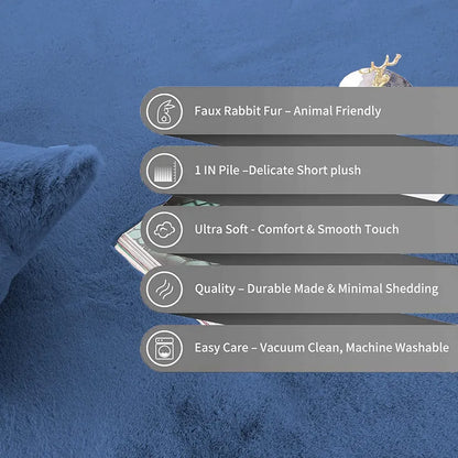Luxe Home International Ruffle Bath Runner Rabbit 2 X 5 Ft Colour Blue