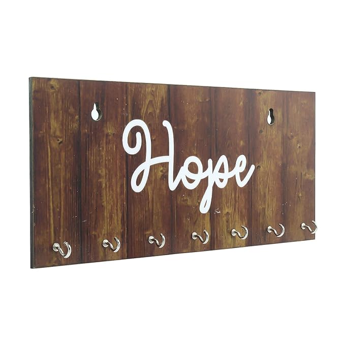 Ecraftindia Hope Theme Wooden Key Holder With 7 Hooks