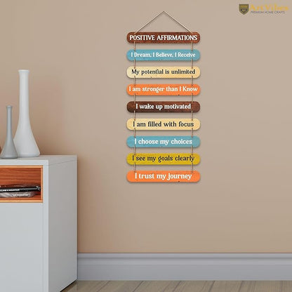 Artvibes Positive Affirmations Printed Wooden Wall Hanging for Home Decorative Items | Wall Artwork for Hall Decor