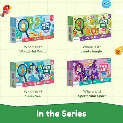 Bloomingo Search and Find Puzzle Kit | Jaunty Jungle - Discover Hidden Jungle Animals | Discovery Cards & Solution Sheet