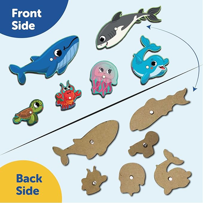 Mini Leaves 2 in 1 Wooden Magnetic Fishing Game for Kids | Fishing Game Educational Fish Catching Game for Kids