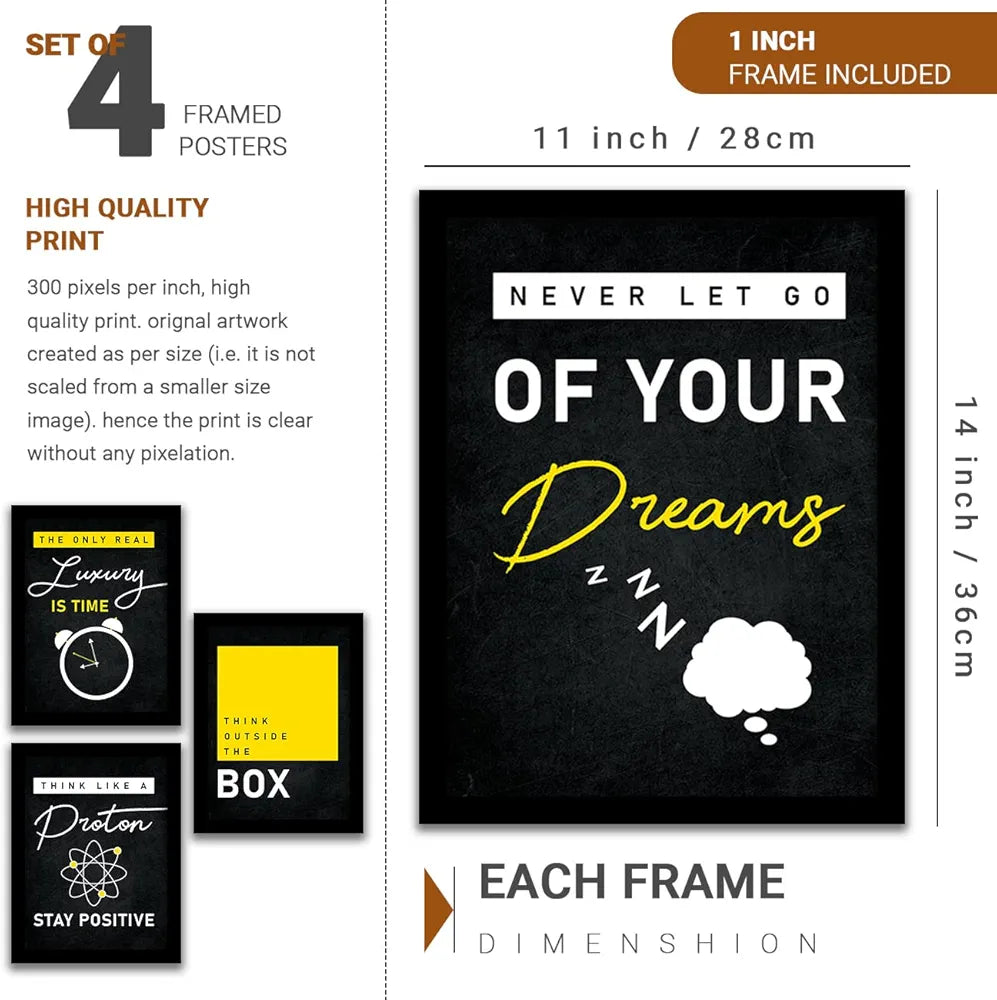 Kotart Think Outside the Box Motivational Quotes Posters with Frame for Living Room