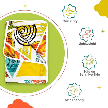 Divine Casa Cotton Geometric Print 120 GSM New Born All Season Ultrasoft Single Baby Blanket for Babies Lime Peach