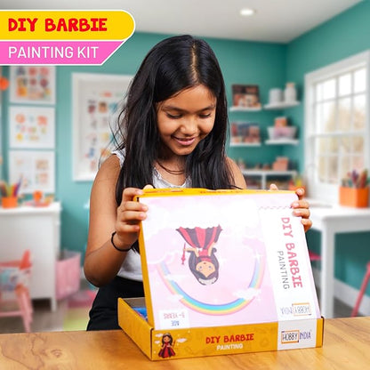Hobby India Diy Barbie Pre-design Canvas | Paint It Yourself Activity Art and Craft Kit