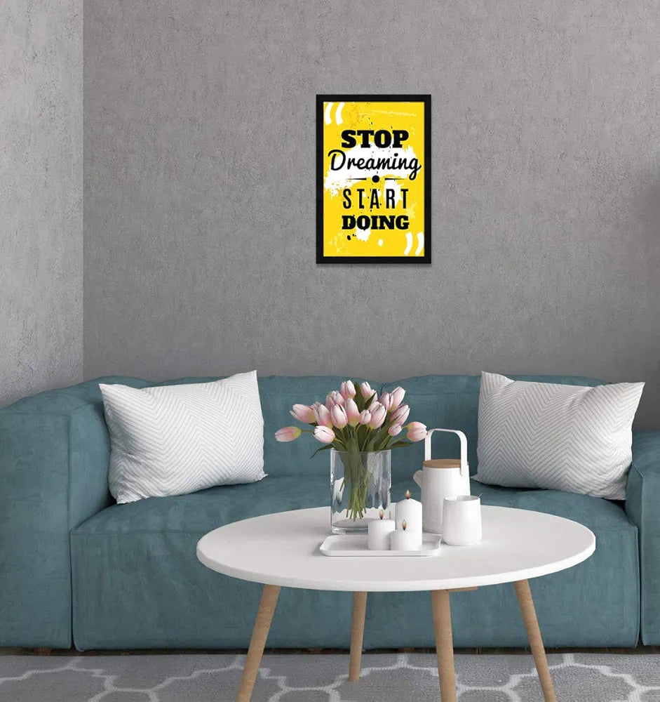 ArtX Paper Motivational Quote Stop Dreaming Start Doing Wall Frame Art Painting