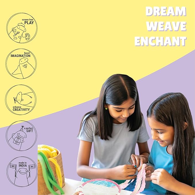 Kalakaram Diy Lace Dream Catcher Making Kit | Create a Stunning Magical Lacey Dream Catcher Using Wooden Ring | Activity Kit for Kids
