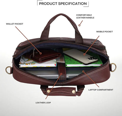 WildHorn Leather Laptop Messenger Bag for Mens