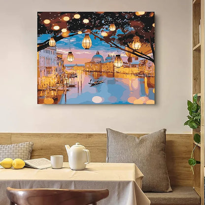 HASTHIP DIY Oil Painting, 40 * 50CM Paint by Numbers Kits, Painting Kit for Adults and Kids, Unframed Printed Canvas for Home Wall Decor  Black
