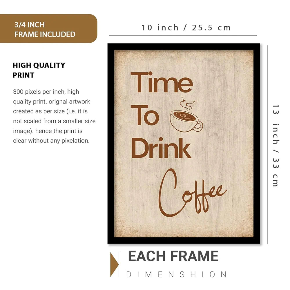Kotart Wood Time To Drink Coffee Restaurant Quotes Posters With Frame For Kitchen