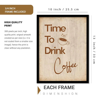 Kotart Wood Time To Drink Coffee Restaurant Quotes Posters With Frame For Kitchen