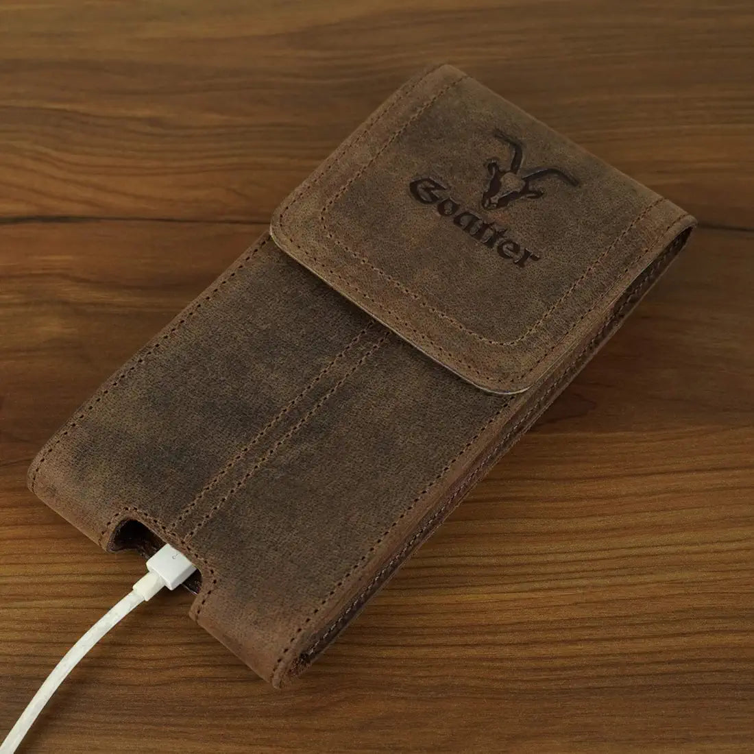 Goatter Unisex Hunter Leather All With 6.5" Inch Backcase For iPhone 12 Pro Mobile Pouch Coffee Color [Got-20-04]
