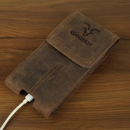 Goatter Unisex Hunter Leather All With 6.5" Inch Backcase For iPhone 12 Pro Mobile Pouch Coffee Color [Got-20-04]