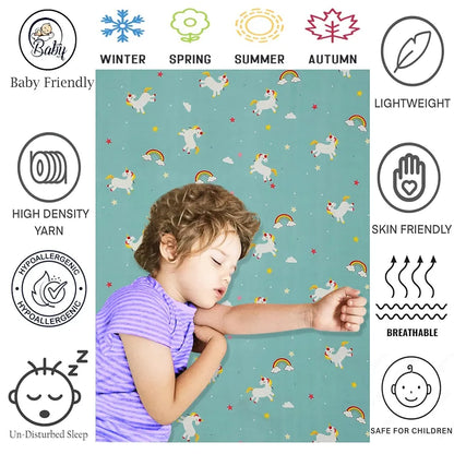 Fresh From Loom Cartoon Wrinkle Free Microfiber Bedsheet for Kids Multicolor 144 TC Teal