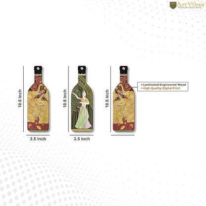 Artvibes Indian Folk Art Wooden Wall Hanging for Home Decor | Set of 3