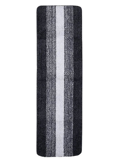 Saral Home Easy Living Microfiber Striped Rectangle Anti-skid Runner Colour Black
