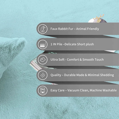 Luxe Home Runner Super Soft Anti Skid Rabbit Fur 2 X 5 Ft  Colour Turquish