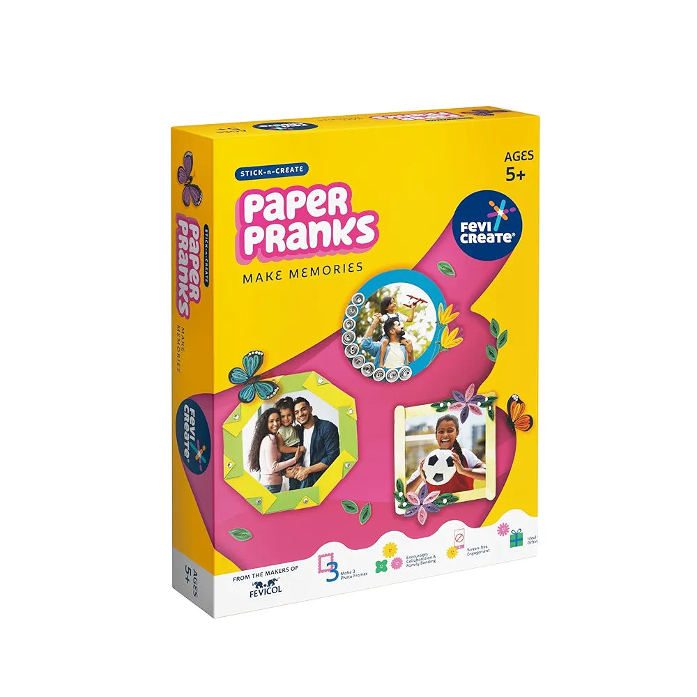 Fevicreate Photo Frame Art & Craft Kit | Make 3 Photo Frames with Origami, Quilling, Craft & More | Boost Child's Creativity | by Fevicol | Gift for Boys & Girls Age 5+ Years | Return Gift