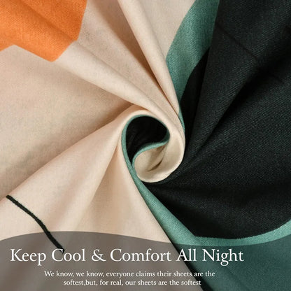 Fresh From Loom Double Bed King Size Bedsheet 240 TC Anti Fade Printed Bed Cover with 2 Pillow Cover Oval Seegreen