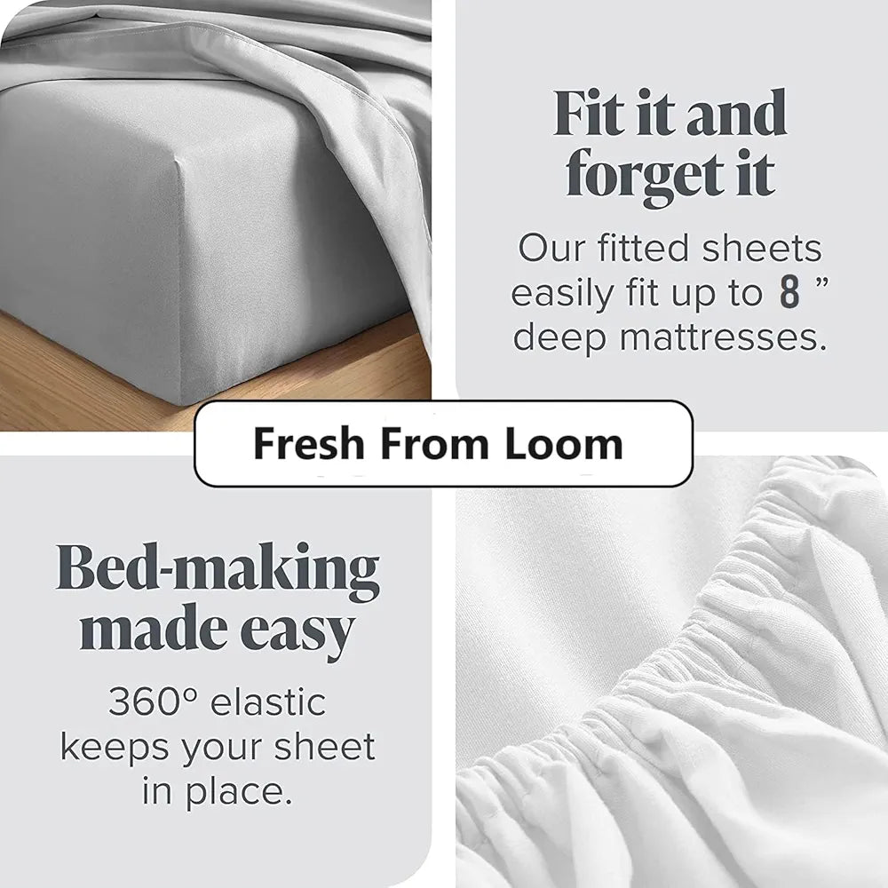 Fresh From Loom Elastic Fitted Bed Sheet Cartoon Printed Bedsheet for Kids 300 TC Multicolor Cream and Blue