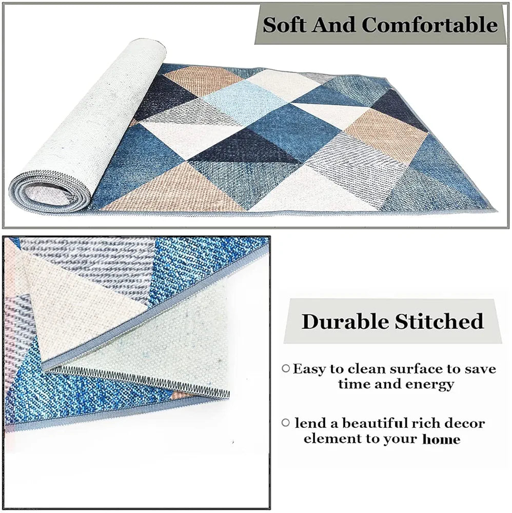 Ishro Home 3d Printed Bedside Runner Carpet Anti Skid For Home Kitchen Colour Crystals